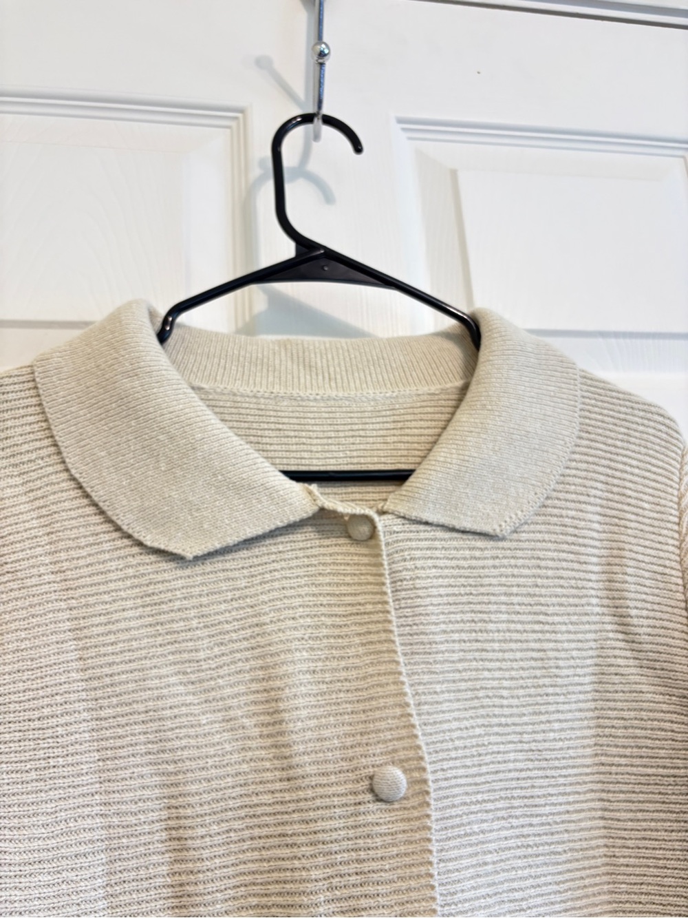 Saodimallsu Cream Ribbed Short-Sleeve Button Cardigan - Picture 2 of 10